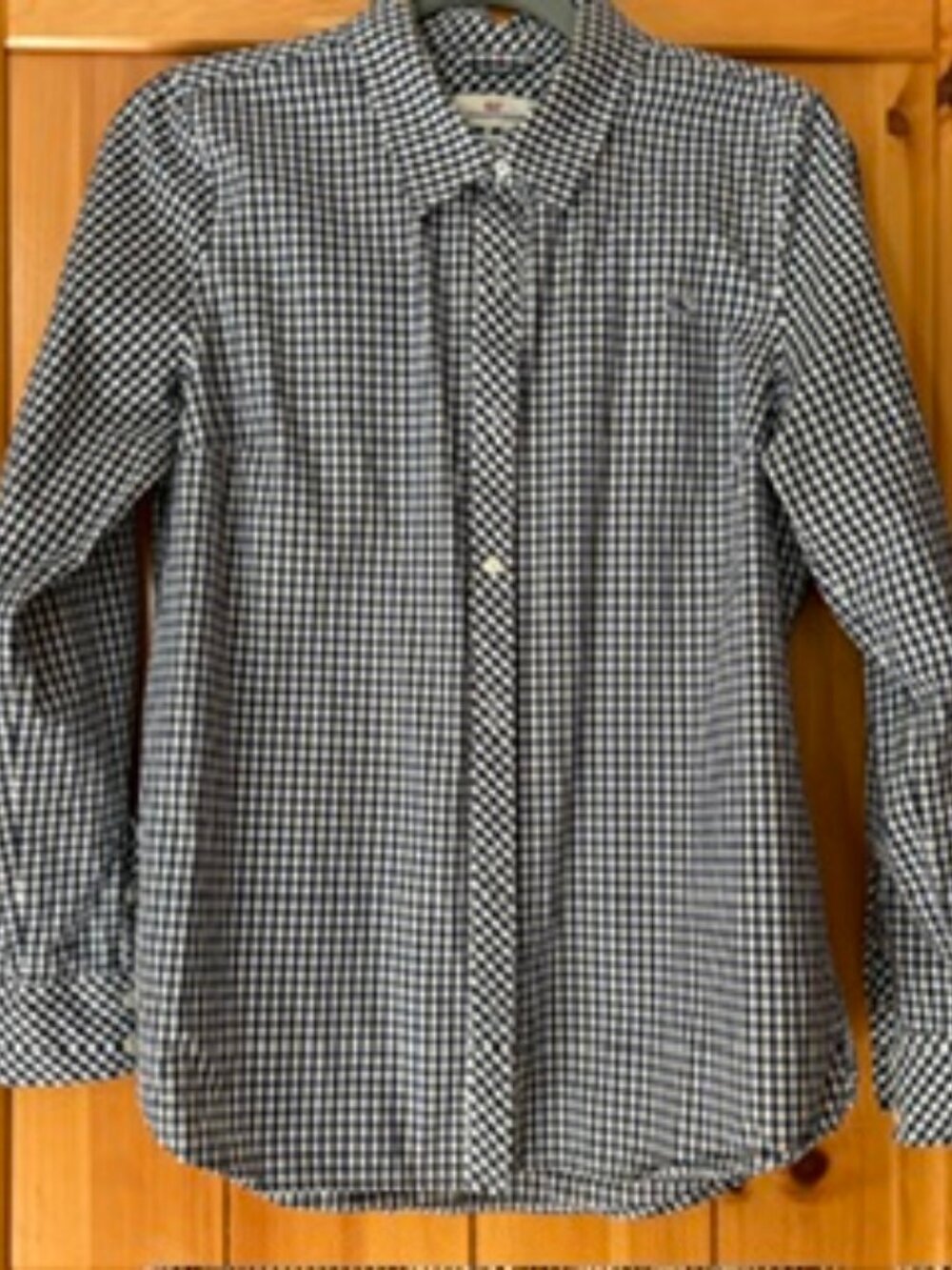 Vineyard Vines Navy Gingham LS Blouse--Size 8